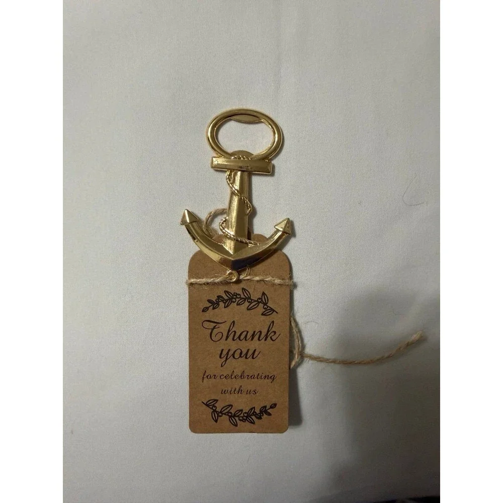 Gold Anchor Bottle Opener Wedding Favor – Nautical Thank You Party Gift